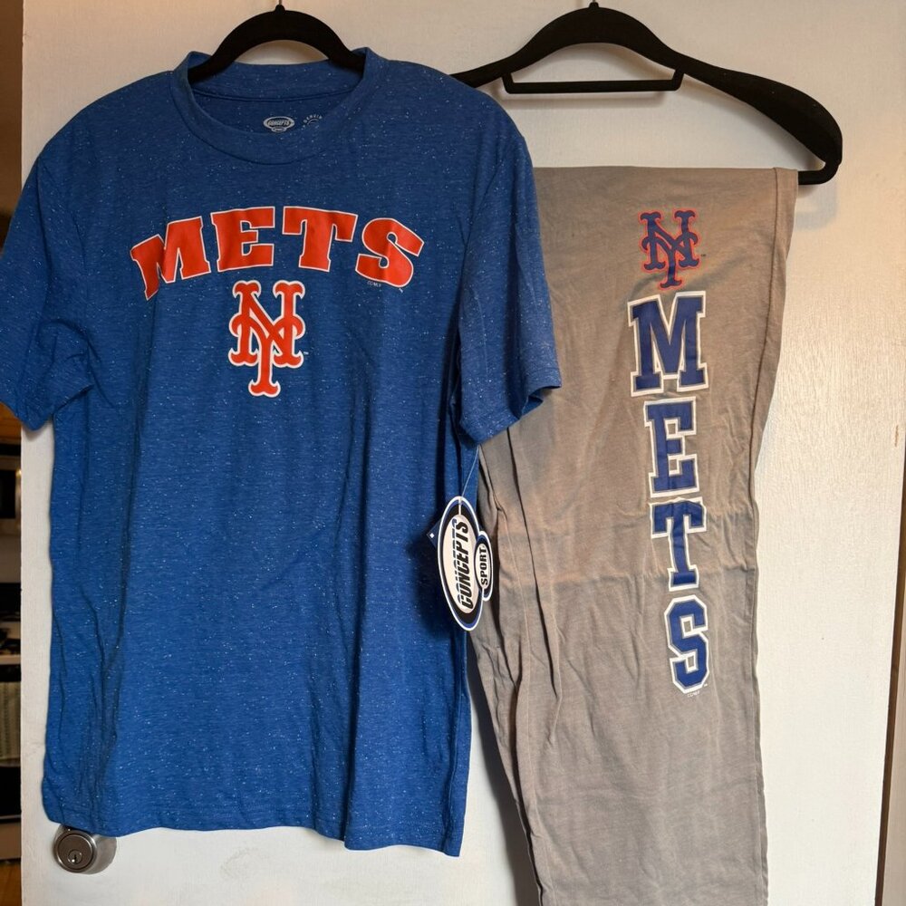 New York Mets Sleepwear Set – Men’s Large – Tee & Jogger Pants – NWT